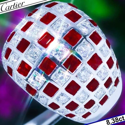 Anillo Cartier Rubí Oro 18k SIN CALOR Rubí Diamante Anillo Cúpula Vintage Banda Estate Sin Reserva Foto 1 de 4