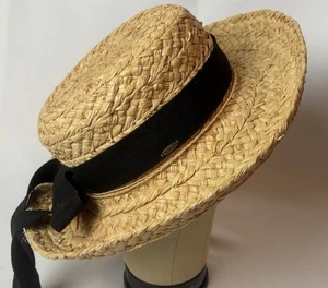 De colección Colección Scala Clásico Tejido de Paja Trenzado Navegante Sombrero para el Sol Banda Negra - Imagen 1 de 7