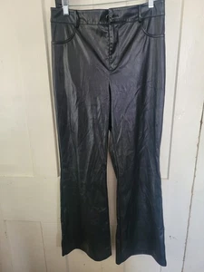 Shein schwarze Kunstleder Schlaghose Damen Größe L Large - Bild 1 von 3