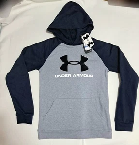 Boys Under Armor Cold Wear Gray And Black Hooded Sweatshirt Pullover With Tags - Picture 1 of 3