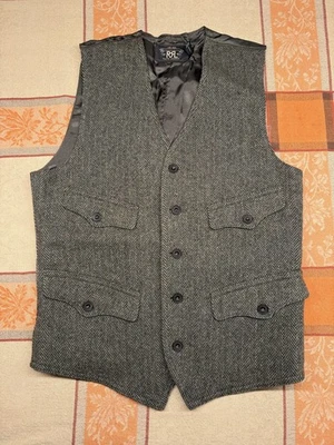 NEW!!! Tweed RRL Ralph Lauren Mens Wool Vest Herringbone Waistcoat Size XS Green - Image 1 of 4