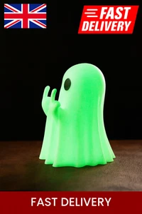 Leuchtende Mittelfinger Geist Statue Halloween Figur niedlich gruselig Wohndeko UK - Bild 1 von 12