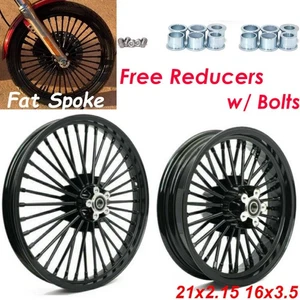 For Harley Dyna Street Bob FXDB Wide Glide FXDWG 21x2.15 16x3.5 Fat Spoke Wheels - Picture 1 of 12