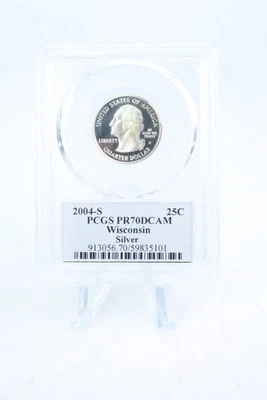 2004-S PCGS PR70DCAM Silver Wisconsin State Quarter Proof 25C - Image 1 of 2