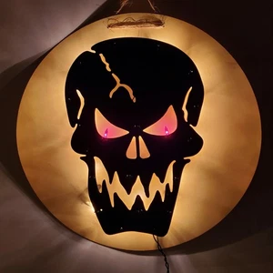 Halloween Glowing Window Sculpture Skull Spirit Halloween “18” With Box - Picture 1 of 5