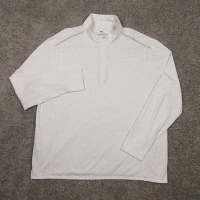 Suéter Tommy Bahama Para Hombres 2XL Cream Island Zone Performance Cuarto Cremallera Pullover Foto 1 de 4