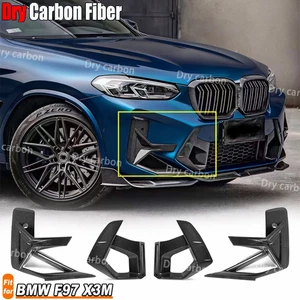 4PC Dry Carbon Front Bumper Replace Side Air Vent Covers for BMW X3M F97 LCI 20+ - Picture 1 of 12