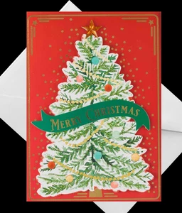 Feliz Navidad - Tarjeta de Navidad hecha a mano con textura brillo acentuado con sobre - Imagen 1 de 3