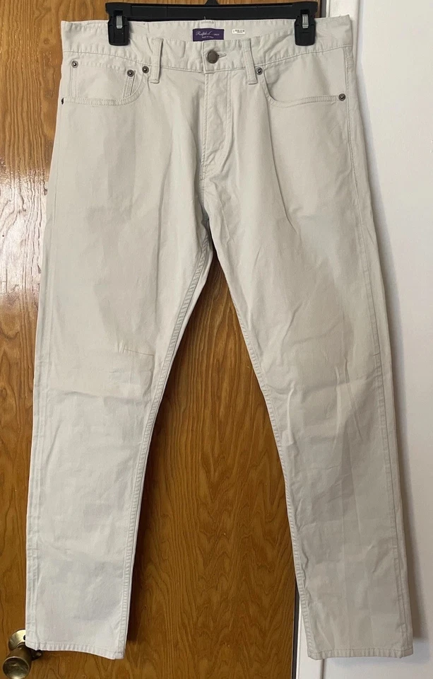 Pantalones Ralph Lauren Etiqueta Púrpura Para Hombre Calce Ajustado Blanco 31 x 30 Algodón Foto 1 de 4