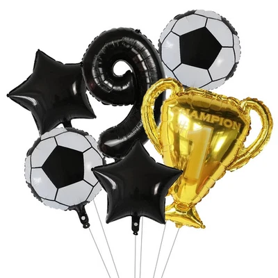 Globos de fútbol de aluminio con número 6 piezas Trofeo mundial Balón Fútbol Niños Bo Foto 1 de 4
