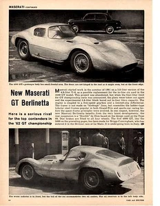 1962 MASERATI GT BERLINETTA ~ NICE ORIGINAL ARTICLE / AD - Picture 1 of 1