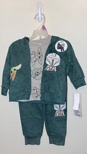 Star Wars The Mandalorian Baby Yoda 3 Piece Hoodie, Tee Shirt & Jogger Set NWT - Picture 1 of 11