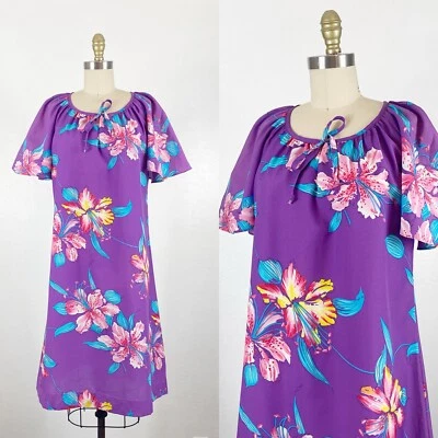 1960s Hawaiian Dress - 1960s Dress - Hawaiian Muumuu - Large - Extra Large - Image 1 of 4
