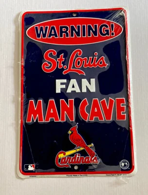 St.Luis Cardinal Fan Man Cave Aluminum Metal Embossed Parking Room Sign 12”HX8”W - Image 1 of 3