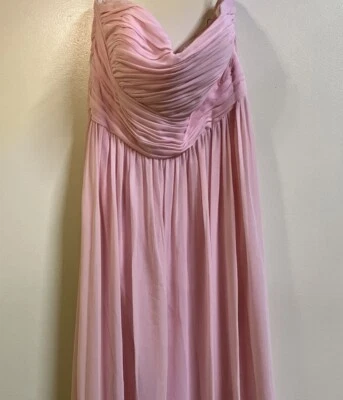Nuevo con etiquetas Vestido Talla 16 Colección Donna Morgan Gasa Formal Rosa Novia Sin Tirantes Foto 1 de 4