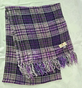 Woolrich Scarf Purple, Gray, Black and White 14 inches by 73 inches with fringe - Picture 1 of 4