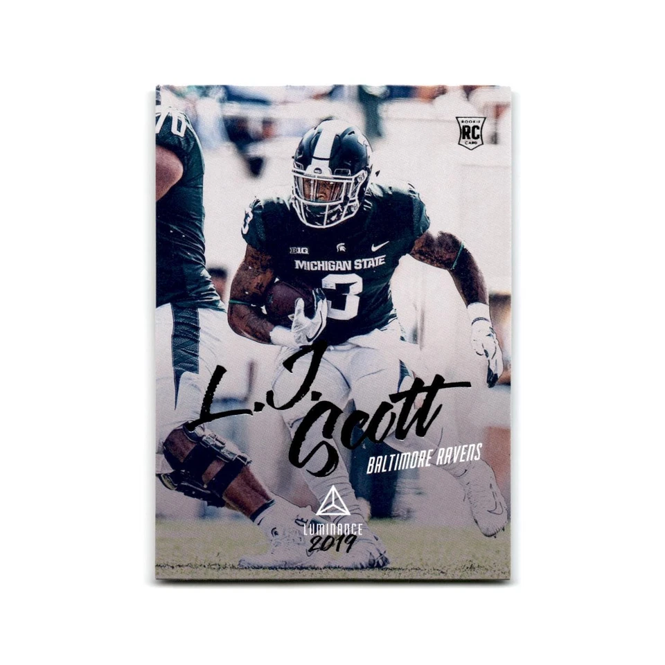 L.J. Scott Rookie 2019 Panini Luminance #161 Baltimore Ravens Football Card NM - Image 1 of 3