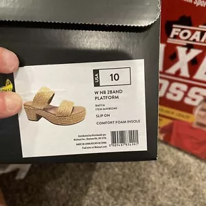 No Boundaries Women's Raffia Double Band Platform Sandals Size 10 Slip On NIB - Picture 1 of 5
