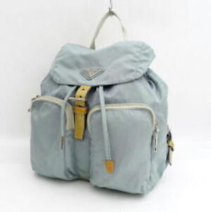 PRADA Nylon Leather Backpack Women's Bag Purse Light Blue Authentic