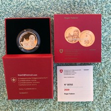 CHF 50 gold Franken 2020 Francs proof PP Roger Federer Switzerland swiss suiza