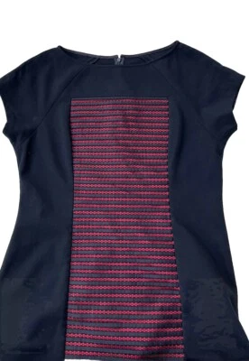 Women’s Black Red Lace Color Block Sheath Dress Size 12-14 - Image 1 of 4