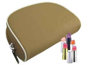 LACOSTE COSMETICS MakeUp Bag Pouch Vintage L62 Classic Slg 3 Caramel White NEW - Picture 1 of 1
