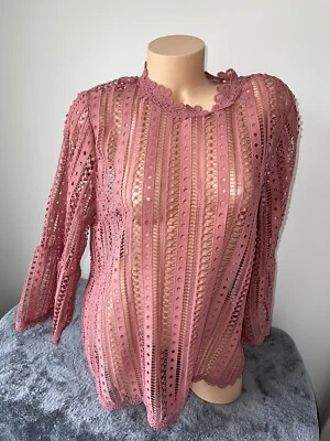 Blusa Fairy Cottage Core para mujer L rosa encaje manga campana de alegría 3/4 simulación 2666 Foto 1 de 4