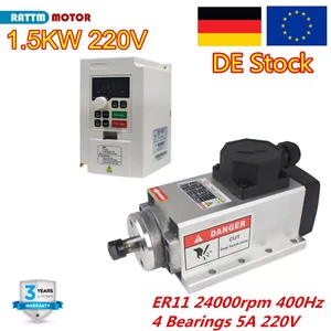 『DE』1.5KW Spindel ER11 220V CNC Fräsmotor Kit Air Cooled Spindle Motor&2.2KW VFD - Bild 1 von 14