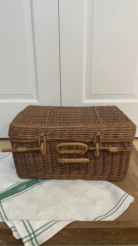 Vintage Rattan Wicker Suitcase Trunk Cover