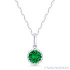 0.47ct Round Green Spinel & Diamond Halo 14k White Gold Pendant & Chain Necklace