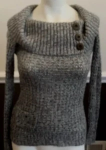 GLIMMER By J.J. BASICS Sweater Size Small Gray Cowl Neck Knit Tunic Women’s - Picture 1 of 6
