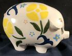 Ceramic handpainted piggy bank, some crazing, small chip on coin slot & snout