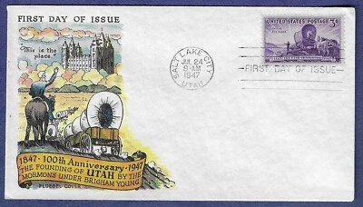 1947 FDC Utah issue #950 Fluegel cachet Unaddressed - Image 1 of 2