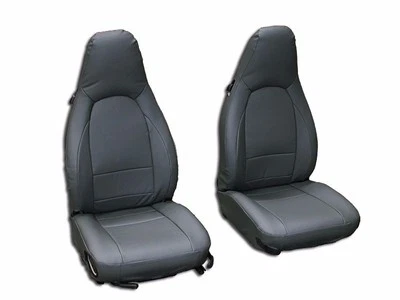 PORSCHE BOXSTER 911 996 986 1997-2004 CHARCOAL S.LEATHER CUSTOM FIT SEAT COVERS - Image 1 of 4