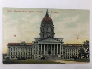 Capitolio del Estado de Kansas, Topeka, Kansas, postal vintage - Imagen 1 de 8