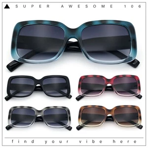 Womens Classy 90s Styling Chic Rectangle Designer Fashion Plastic Sunglasses - Picture 1 of 33