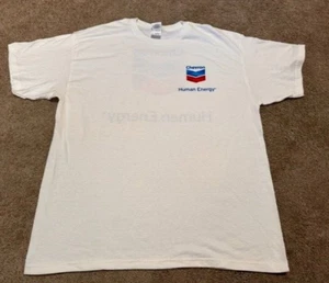 Chevron Human Energy Gr. XL T-Shirt weiß Gas Öl Promo Petroleum Benzin - Bild 1 von 5