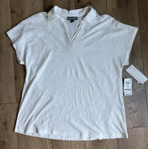 Style & Co. Linen Cotton Blend Short Sleeve Polo White Women's Top Size PM - Picture 1 of 2