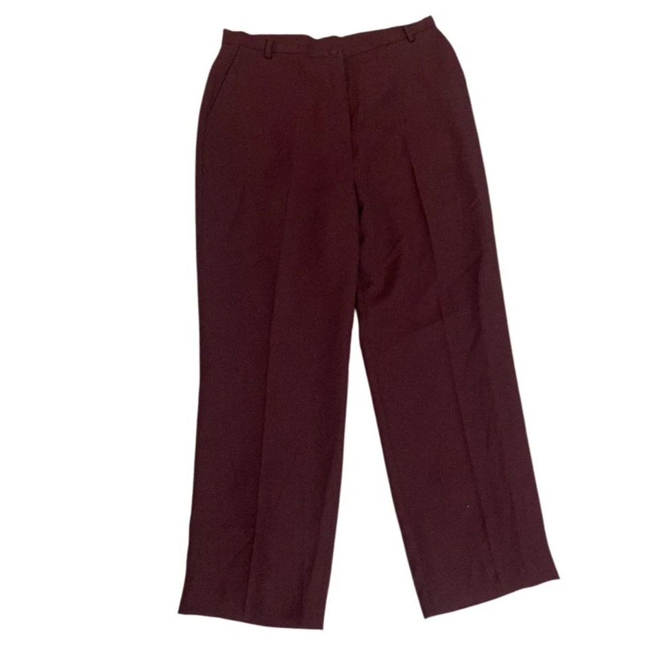 Pantalones de vestir Focus 2000 granate púrpura plisados de pierna recta - talla 14 Foto 1 de 4