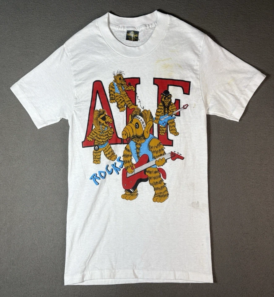 Vintage ALF Rocks T Shirt Single Stitch 80s Retro TV Music Fits Size XS - Image 1 of 4