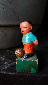Gypsum Pencil Sharpener Antique Small Boy Playing Football - Picture 1 of 11
