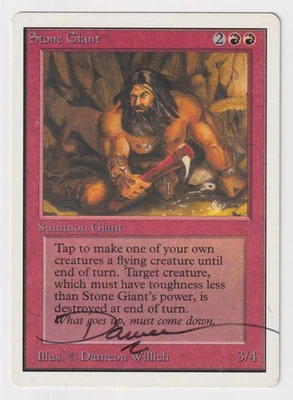 Signed Stone Giant MP Unlimited Edition Artist Dameon Willich 1993 MTG Magic! - Image 1 of 2