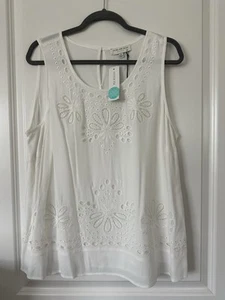 Skies Are Blue Curvy Sanderson Sleeveless White Blouse Womens Plus 1X Stitch Fix - Picture 1 of 20