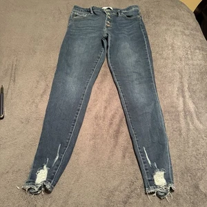 Kancan Button Fly Distressed Hem Stretch Denim Jeans Womens Size 30 - Picture 1 of 4