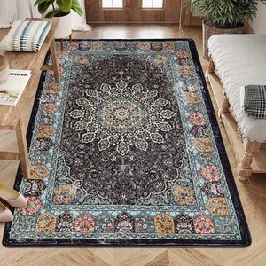Boho Area Rug, 3x5 Washable Throw Rug Floor Carpet Faux Wool Accent Door Mat ... - Picture 1 of 9