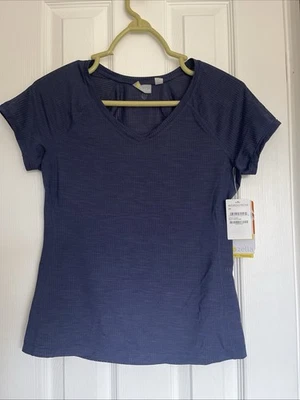 ZELLA Womens T-Shirt Size XS Short Sleeve V Neck Athletic Tee Navy Blue Mesh NEW - Image 1 of 4