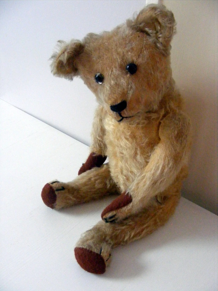 Basile ours ancien né vers 1930 environ remplis de paille hauteur 50cm. - Photo 1/4