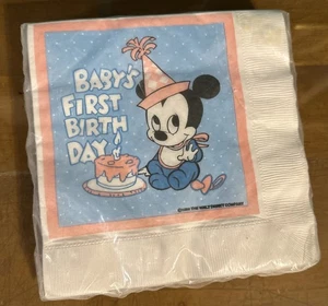 VINTAGE Paper Napkins Disney Baby Mickey Mouse First Birthday sealed - Picture 1 of 5