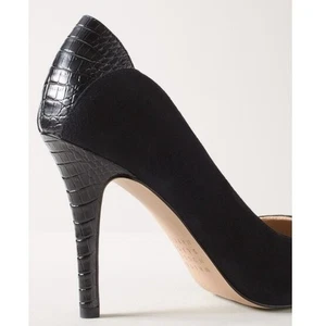 White House Black Market Black Suede Embossed Leather Stiletto Heels Shoes 10 - Picture 1 of 14