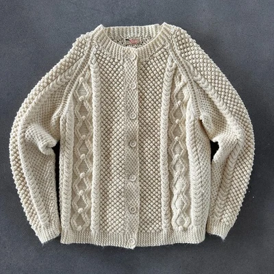 Suéter Cárdigan Cable Mujer Vintage Años 40 50 Tejido a Mano Florence Knitting Mills L Foto 1 de 4